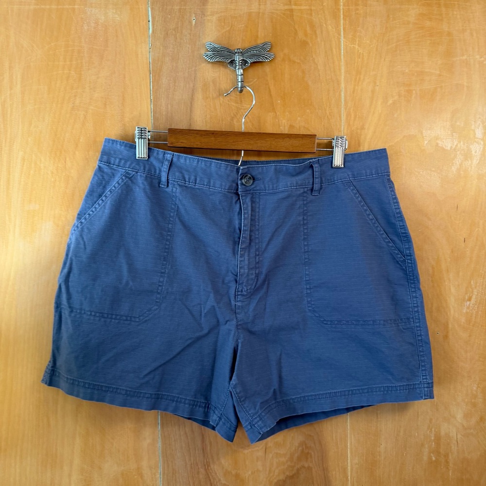 Eddie Bauer Womens Blue Ripstop Utility Cargo Shorts Size 16 Stretch Outdoor